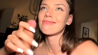 Amateur blowjob with monster cumshot