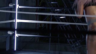 Big boobs curvy Ebony MILF strips in gym