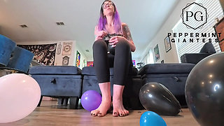 Giantess Blows up an Entire Bag of Balloons-tiny POV Foot Tease & Dirty Looks