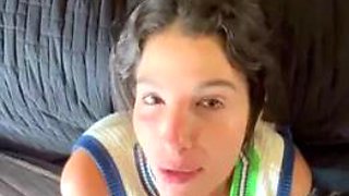 Brunette intense deepthroat and hard fuck: Blowjob, Cowgirl  Amateur Porn