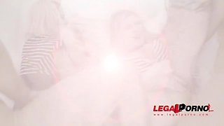 Curvy blonde sluts Lucy Shine & Jemma Valentine anal & DP foursome
