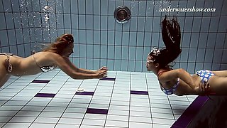 Iva and Paulinka big tits teenis in the pool