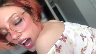 Horny Redhead Babysitter Rides Big Dick