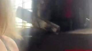 Caught Walking in Garage Withhuge Natural Tits Out