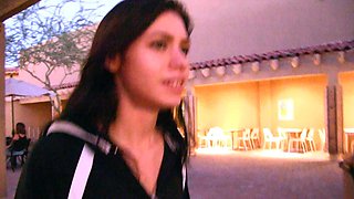 Lewd brunette ashley storm jerks big cock outdoor