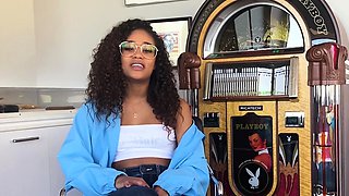 Curly black girl passion posing action