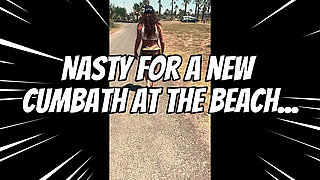 Swallowing Cumshots Collected From Bukkakes on the Beach During the Day. Part 3