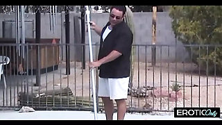 Hot teen lifeguard fucks beach babe in pool - big tits, doggy style, tight pussy