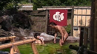Asian Teen Sucking a Hard Dick in the Pool