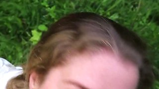 European amateur fucks a huge dick outdoors pov