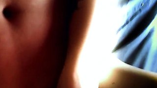 Slutty amateur flashing her big boobs in the backseat