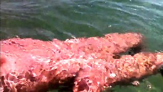 Naked Swimming MILF at the Beach