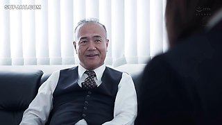 Busty Long-Haired Hentai Office Secretary in Pantyhose Endures Harassment from Her Boss After Signing