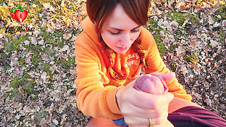 A skinny, sweet redhead I met by chance in the woods milked my balls and cock dry. She also licked my asshole in the process.