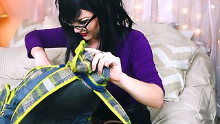 Teasing and masturbation in panties and stockings