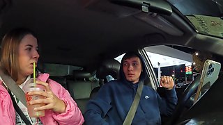 Girl Sucking Dick Stranger in Car Sucked All the Cum